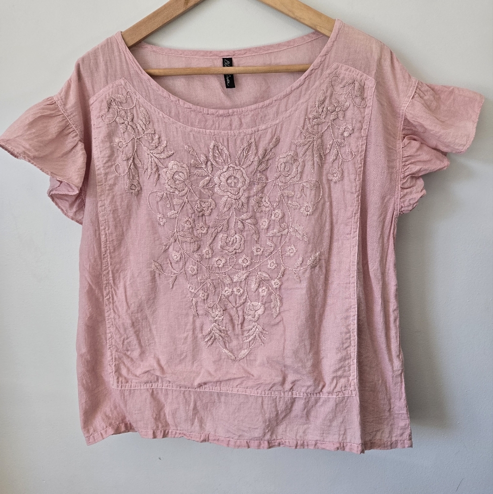BLACK SWAN Pink Embroidered Blouse